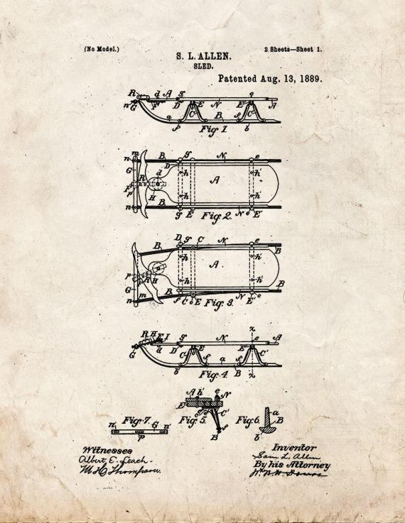 Sled Patent Print