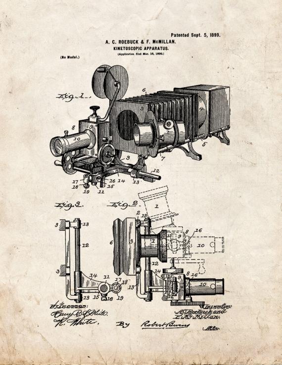 Kinetoscopic Camera Patent Print