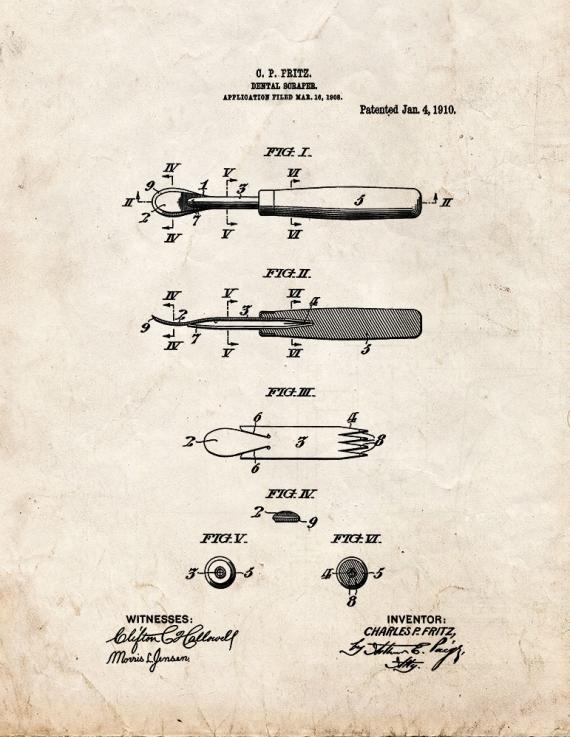 Dental Scraper Patent Print