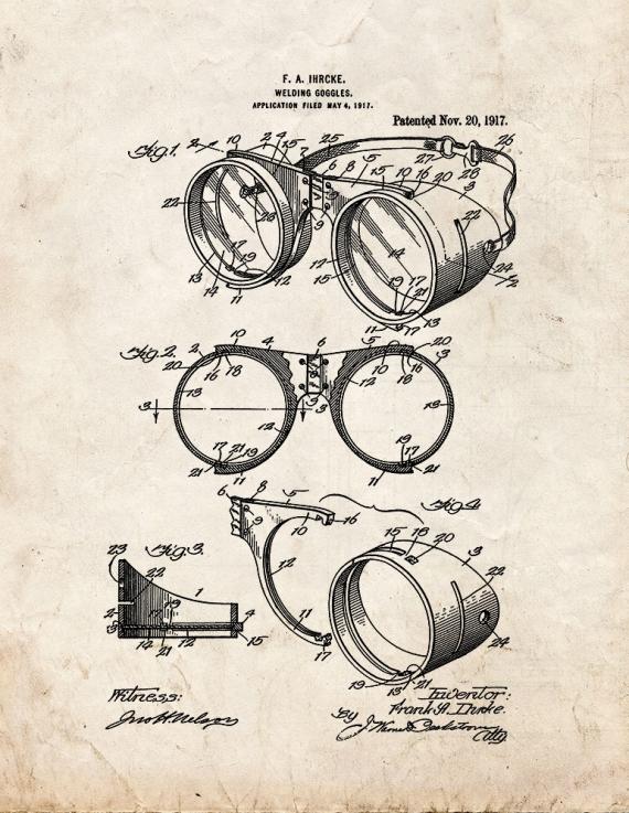 Welding Goggles Patent Print