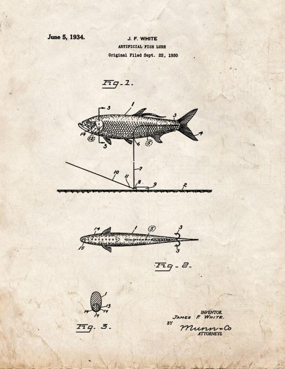 Artificial Fish Lure Patent Print