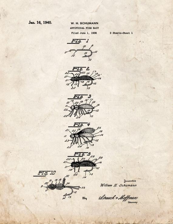 Artificial Fish Bait Patent Print