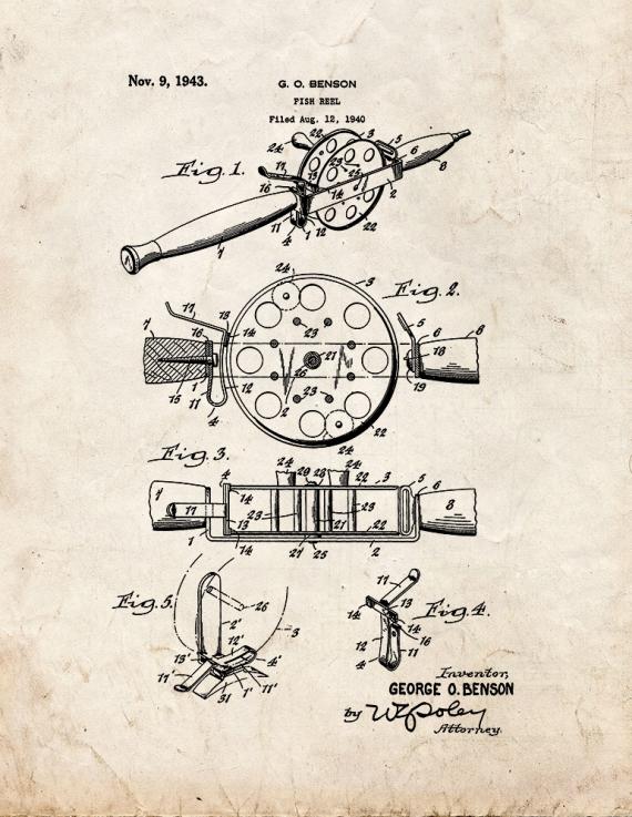 Fishing Reel Patent Print