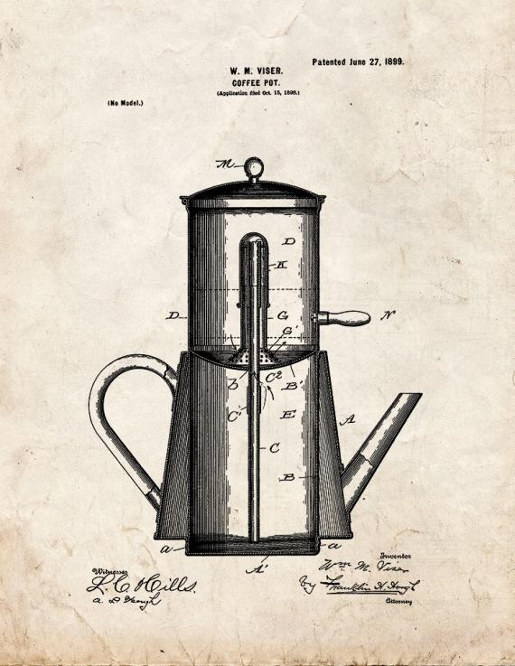 Coffee Pot Patent Print