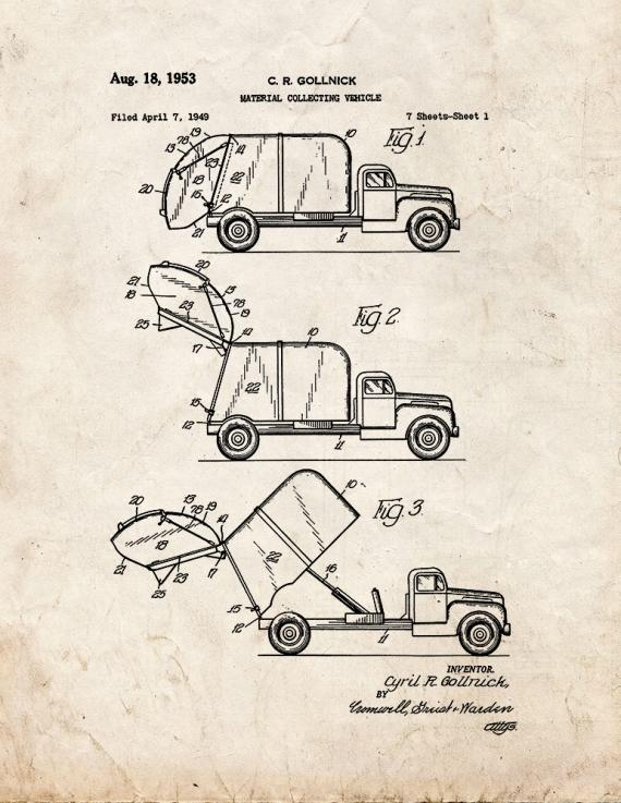 Garbage Truck Patent Print