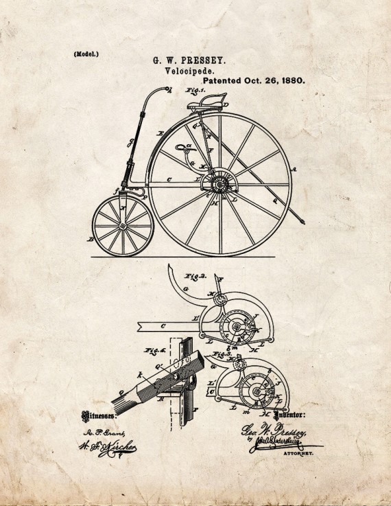 Velocipede Patent Print