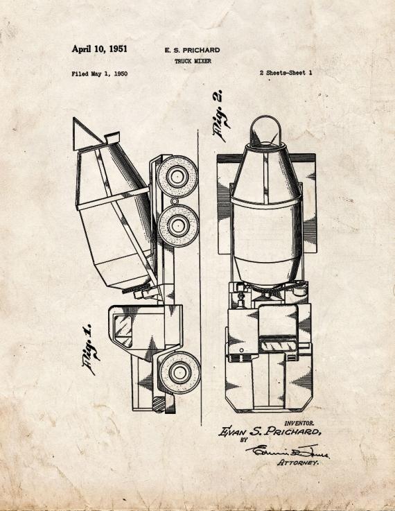 Cement Mixer Patent Print