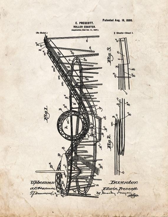 Roller Coaster Patent Print