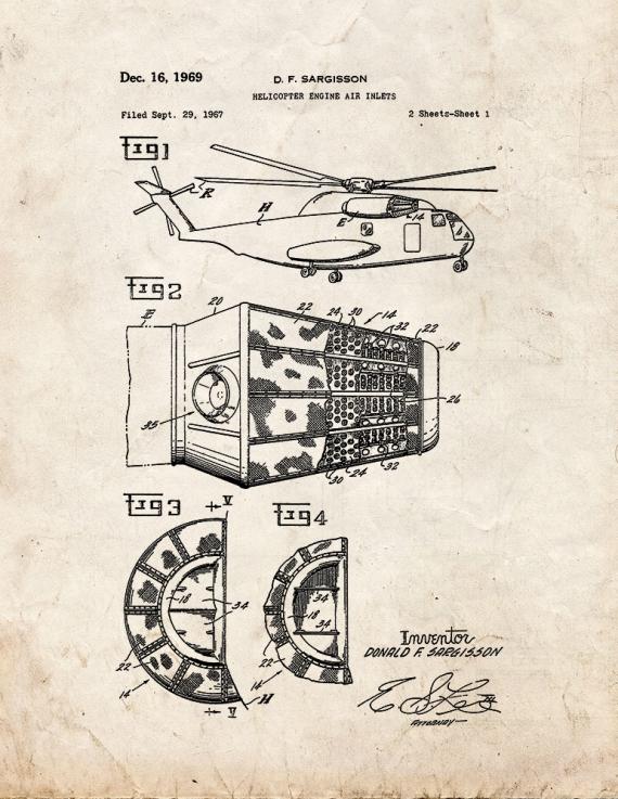 Helicopter Patent Print