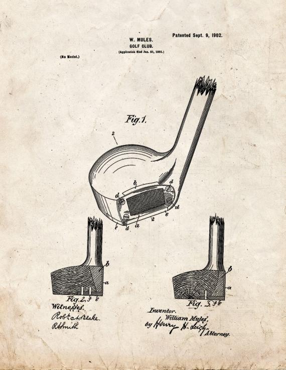 Golf Club Patent Print