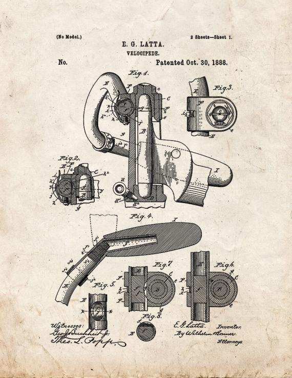 Velocipede Patent Print