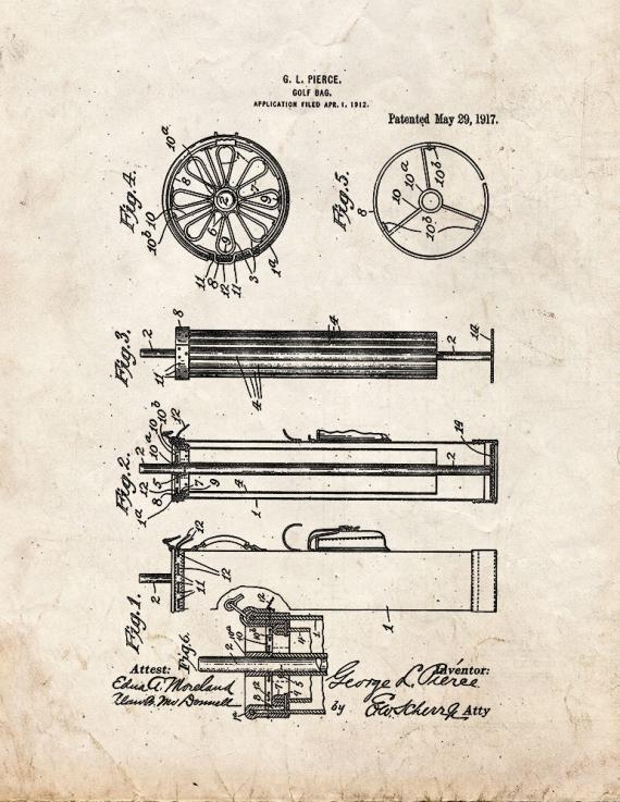 Golf Bag Patent Print