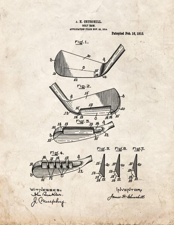 Golf Iron Patent Print