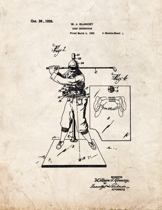 Golf Instructor Patent Print