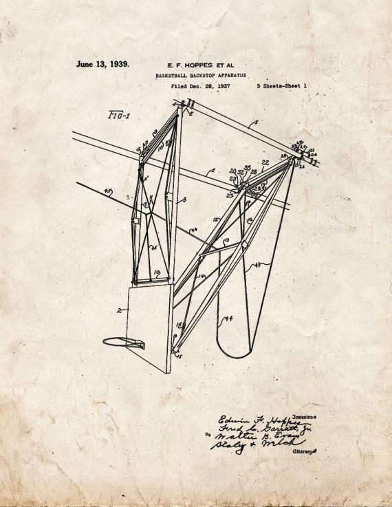 Basketball Backstop Apparatus Patent Print