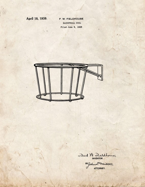 Basketball Goal Patent Print