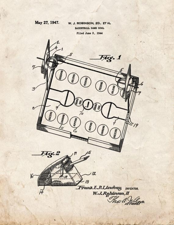 Basketball Game Goal Patent Print