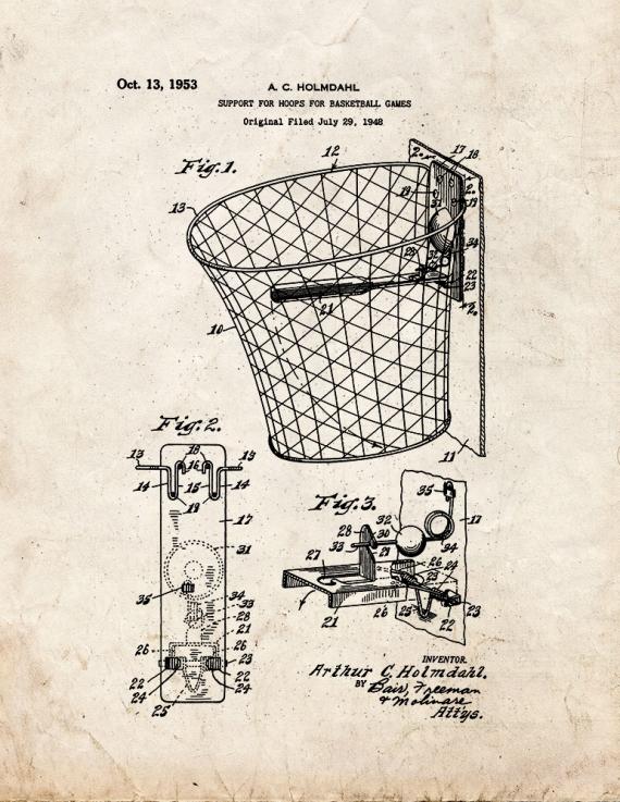 Support for Hoops for Basketball Games Patent Print