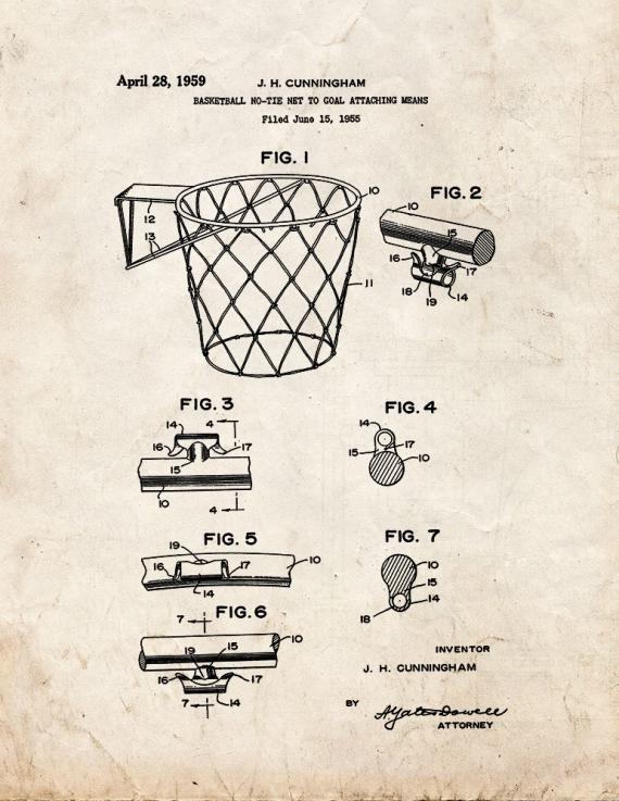 Basketball Net Patent Print