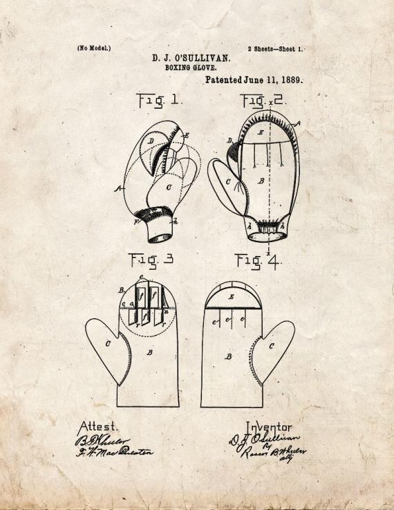 Boxing Glove Patent Print