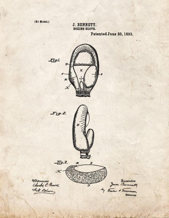 Boxing Glove Patent Print