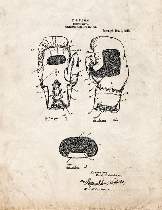 Boxing Glove Patent Print