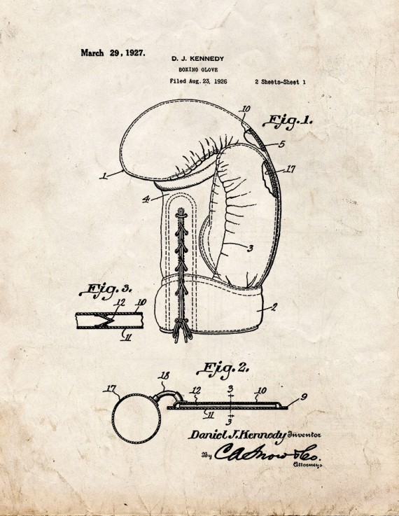 Boxing Glove Patent Print