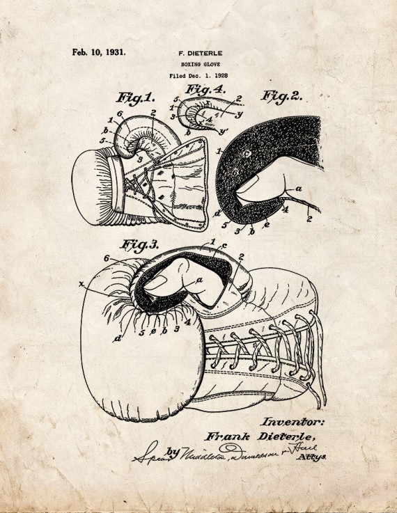 Boxing Glove Patent Print