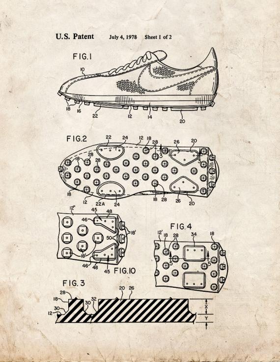 Cleated Sole for Athletic Shoe Patent Print