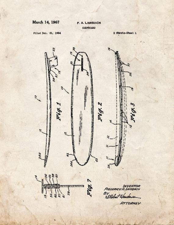 Surfboard Patent Print