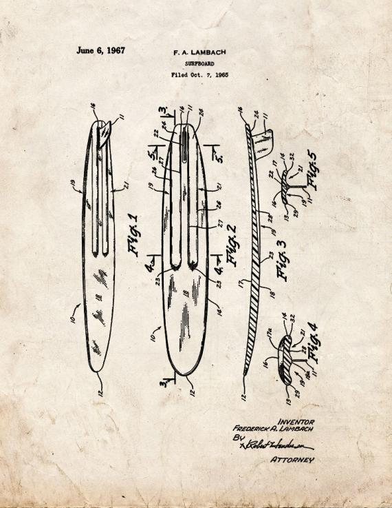 Surfboard Patent Print