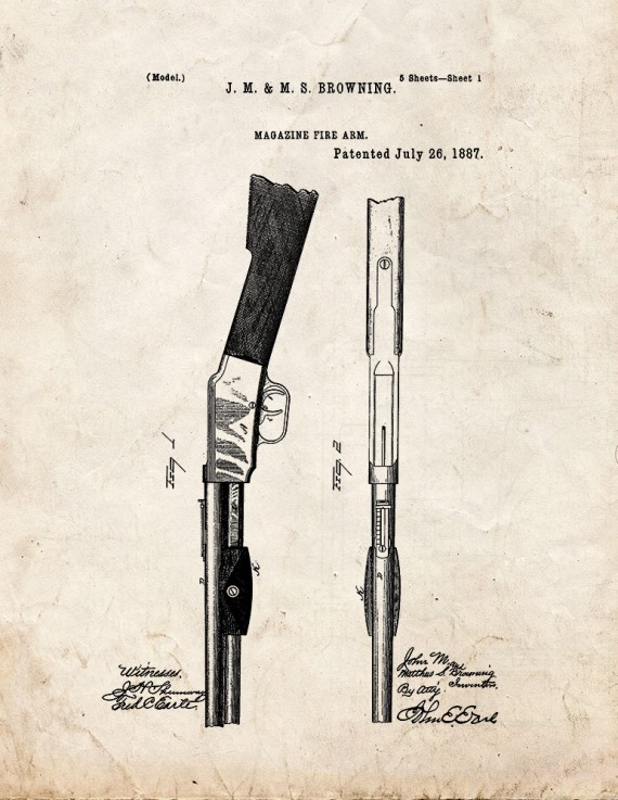 Magazine firearm Patent Print