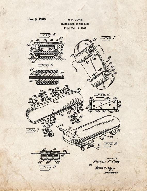 Skateboard Patent Print