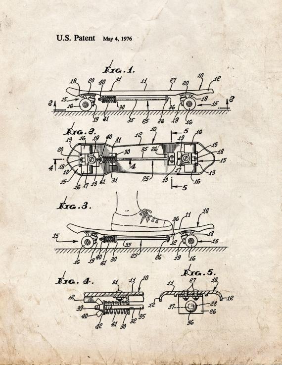 Resilient Skate Board Patent Print