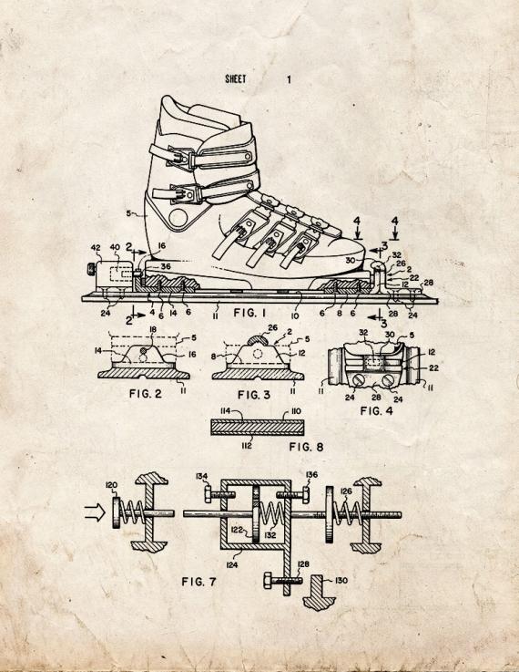 Releasable Ski Binding Device Patent Print