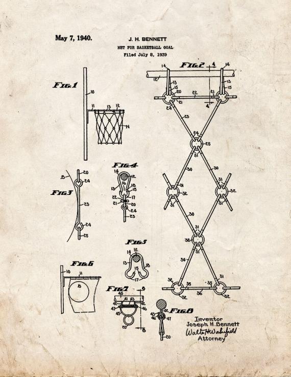 Net for Basketball Goal Patent Print