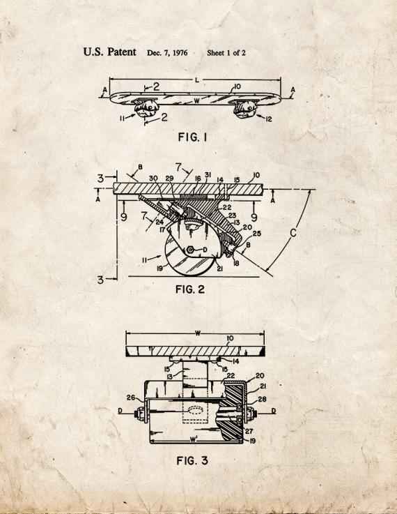 Skateboard Patent Print