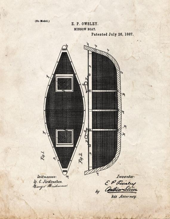 Minnow Boat Patent Print