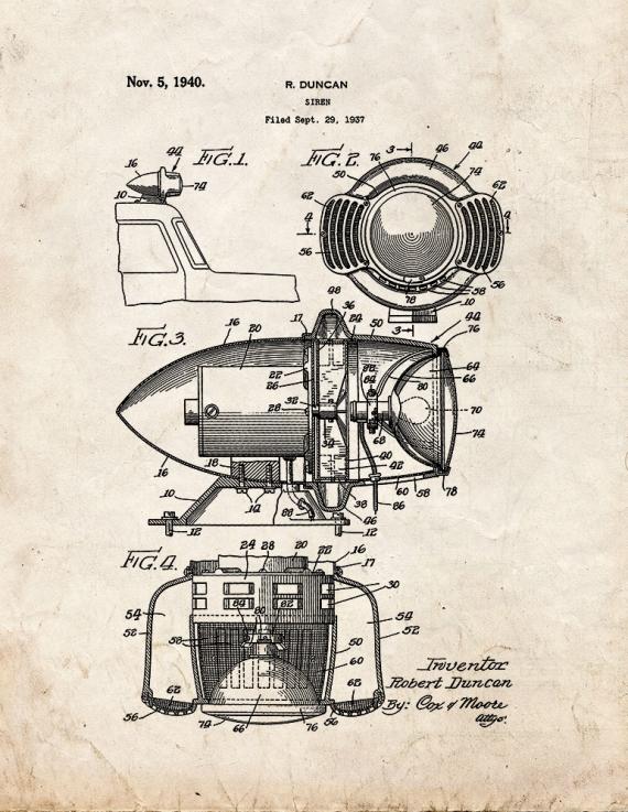 Siren Patent Print