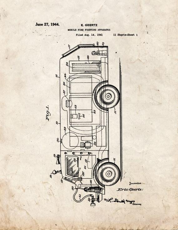 Mobile Fire Fighting Apparatus Patent Print