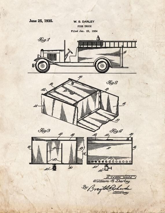 Fire Truck Patent Print