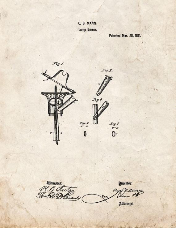 Lamp Burner Patent Print