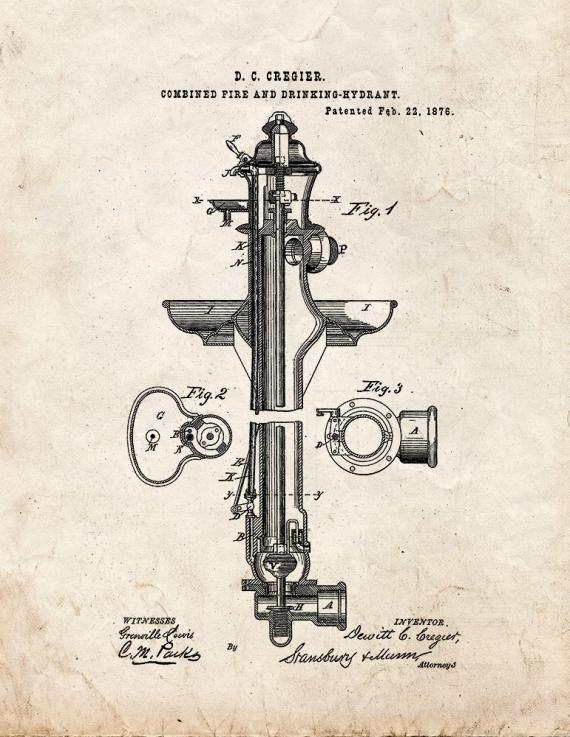 Fire Hydrant Patent Print