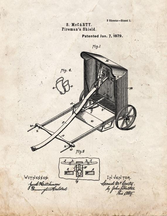 Fireman's Shield Patent Print