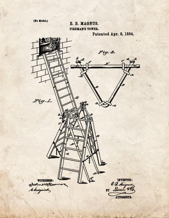 Fireman's Tower Patent Print