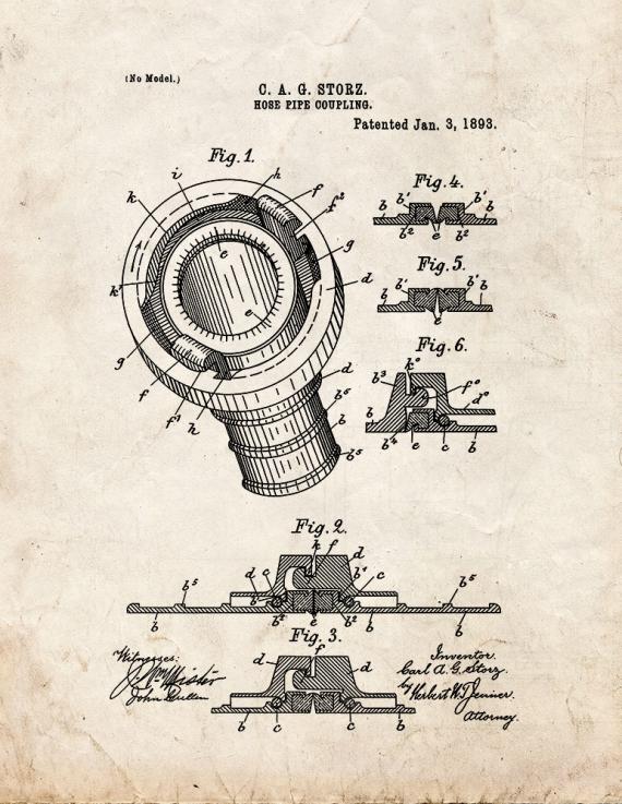 Hose Coupling Patent Print