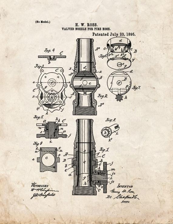 Fire Hose Nozzle Patent Print