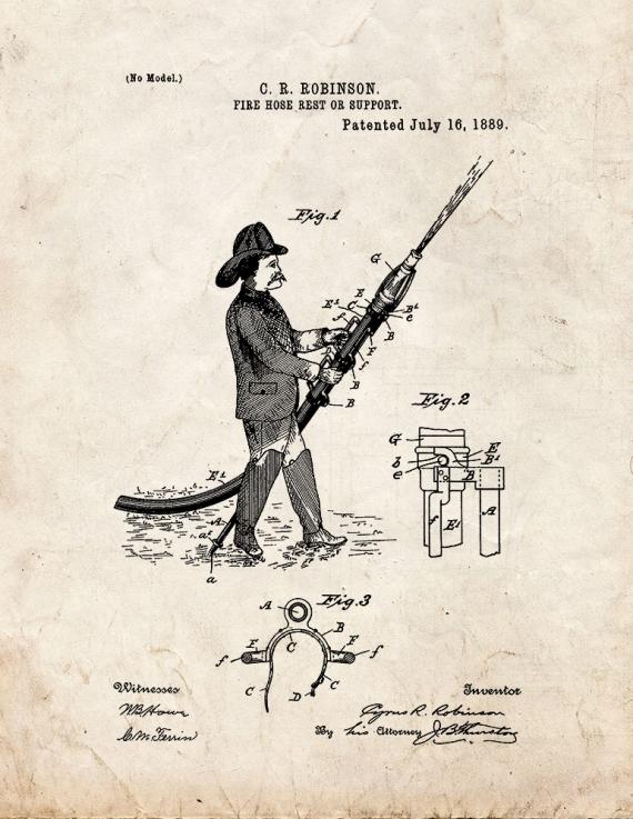 Fire Hose Rest Patent Print