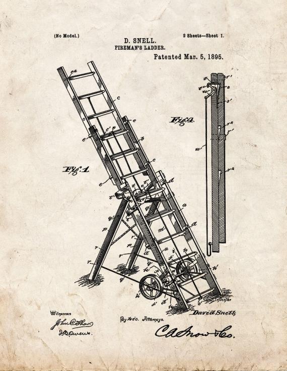 Fireman's Ladder Patent Print