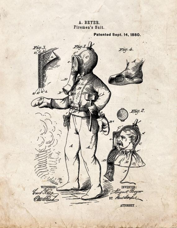 Fire Gear Patent Print